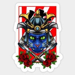 Samurai Cat | Skyblue Kabuto 004 Sticker